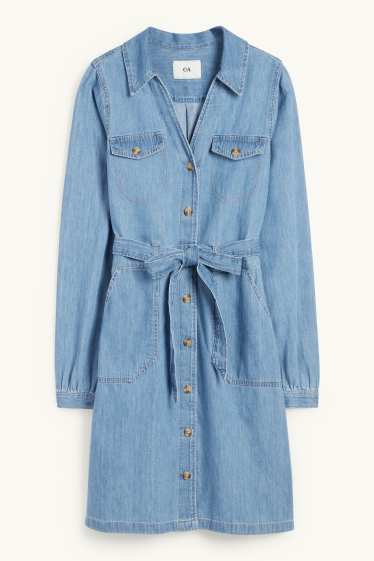 Damen - Jeans-Blusenkleid - jeansblau