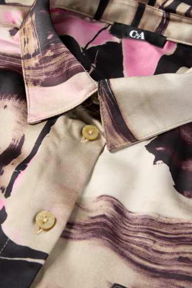 Femmes - Chemisier en satin - à motif - beige / marron