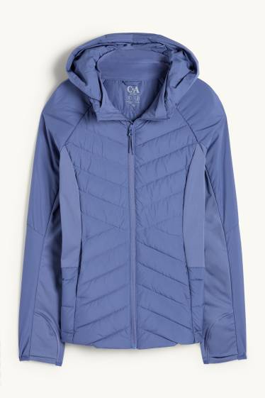 Femei - Jachetă matlasată sport cu glugă - albastru