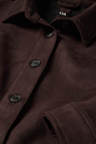 Femmes - Veste-chemise - faux suède - marron foncé