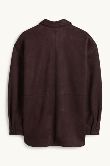 Femmes - Veste-chemise - faux suède - marron foncé