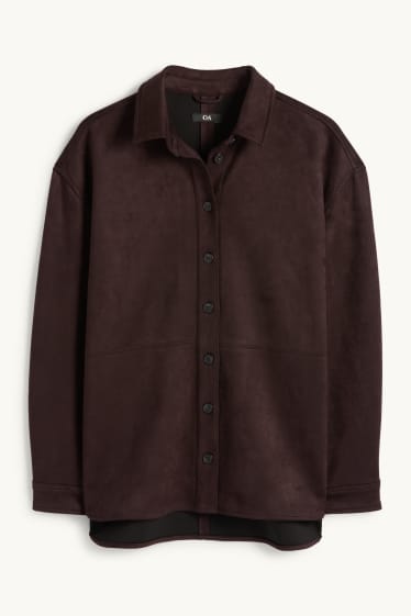 Femmes - Veste-chemise - faux suède - marron foncé