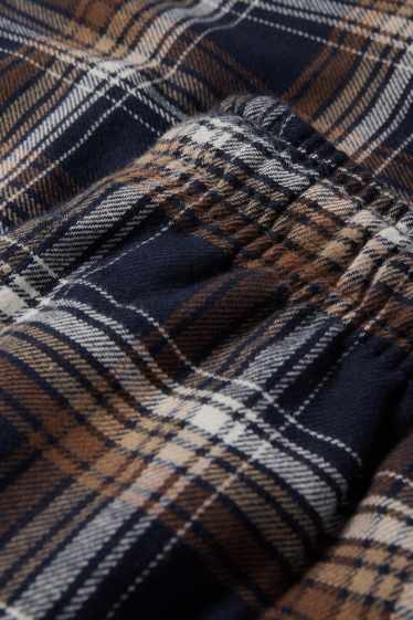 Heren - Flanellen pyjamabroek - geruit - bruin / donkerblauw
