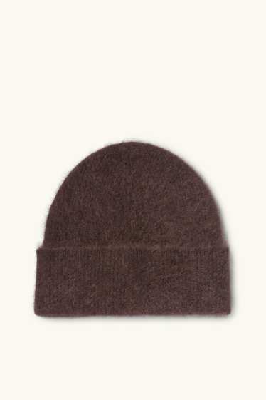 Dona - Gorro de caixmir - acanalat - marró fosc