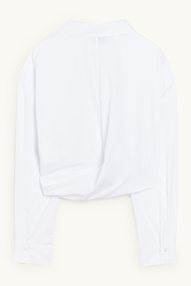 Femmes - Chemisier court avec nœud - blanc