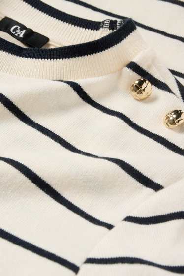 Damen - Feinstrick-Pullover - gestreift - cremeweiß