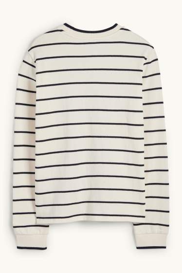 Damen - Feinstrick-Pullover - gestreift - cremeweiß