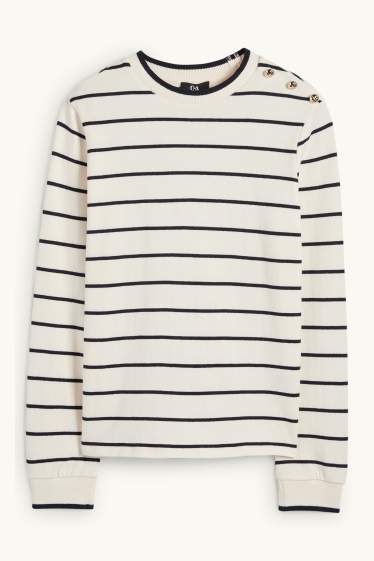 Damen - Feinstrick-Pullover - gestreift - cremeweiß