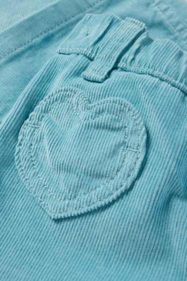 Copii - Fete - Inimă - pantaloni din catifea reiată - turcoaz