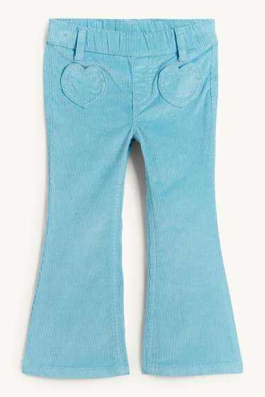 Copii - Fete - Inimă - pantaloni din catifea reiată - turcoaz