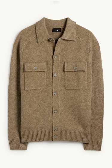 Herren - Strickjacke - hellgrün