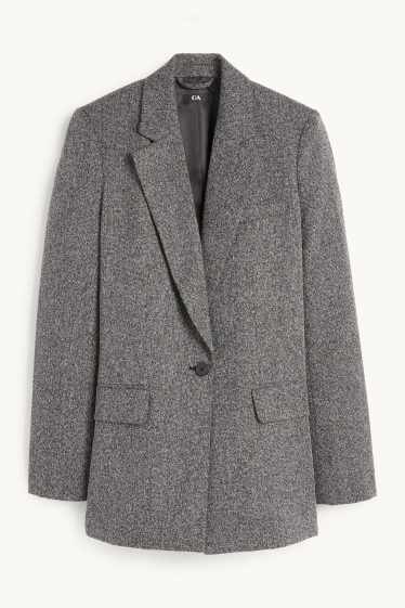 Femmes - Blazer long - regular fit - gris foncé