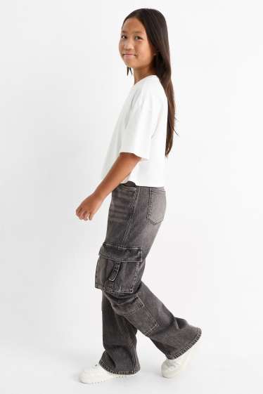 Children Girls - Cargo jeans - denim-gray