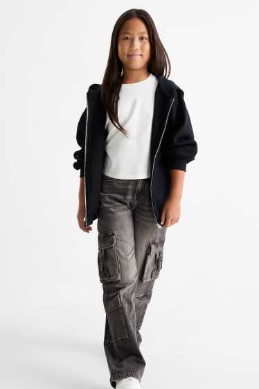Children Girls - Cargo jeans - denim-gray
