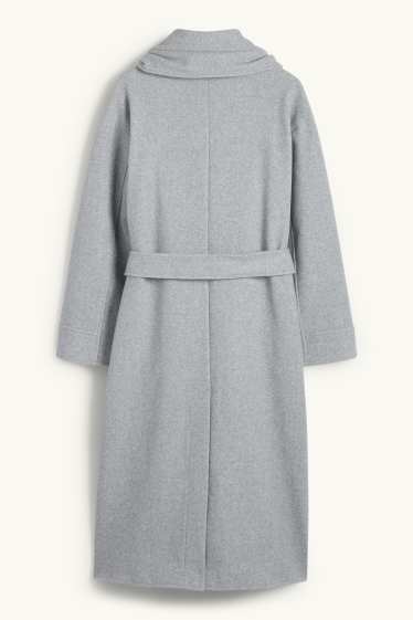 Femei - Set - palton și fular - 2 piese - gri deschis