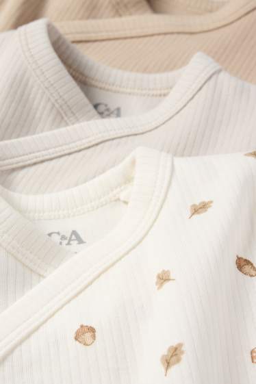 Unisex - Multipack of 3 - forest - baby wrapover bodysuit - beige