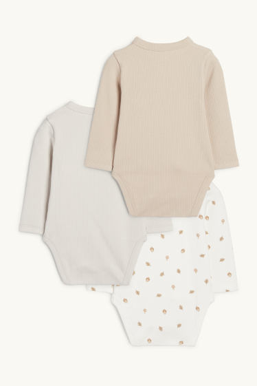 Unisex - Multipack of 3 - forest - baby wrapover bodysuit - beige