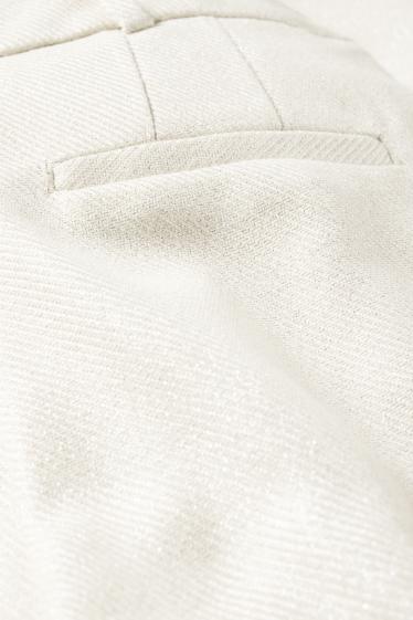 Femmes - Pantalon de bureau - high waist - relaxed fit - finition texturée - beige clair