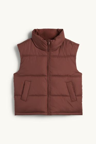 Women - Quilted gilet - brown