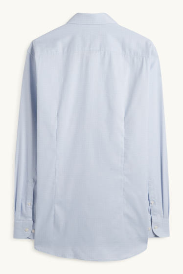 Men - Business shirt - slim fit - cutaway collar - check - light blue