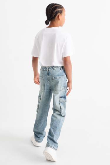 Kinder Buben - Cargo Jeans - Thermojeans - helljeansblau