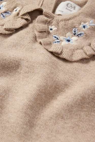 Baby Mädchen - Blümchen - Baby-Pullover - beige