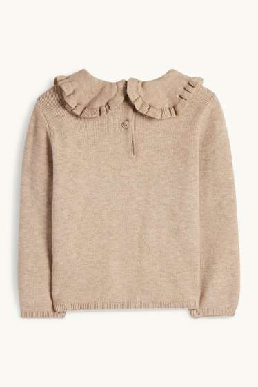 Baby Mädchen - Blümchen - Baby-Pullover - beige