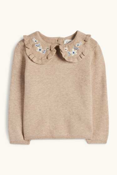 Baby Mädchen - Blümchen - Baby-Pullover - beige