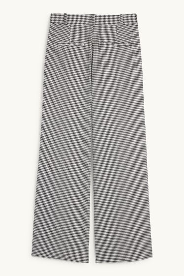 Femmes - Pantalon de bureau - high waist - loose fit - à carreaux - noir / blanc
