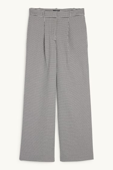 Femmes - Pantalon de bureau - high waist - loose fit - à carreaux - noir / blanc