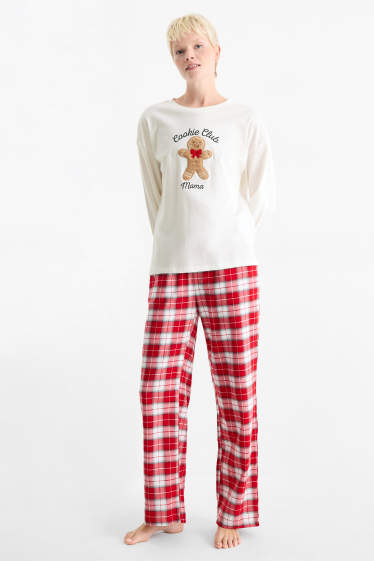 Dona - Mini Me - pijama nadalenc de dona amb pantalons de franel·la - blanc/vermell