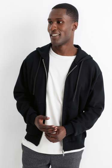 Uomo - Felpa con zip e cappuccio - nero