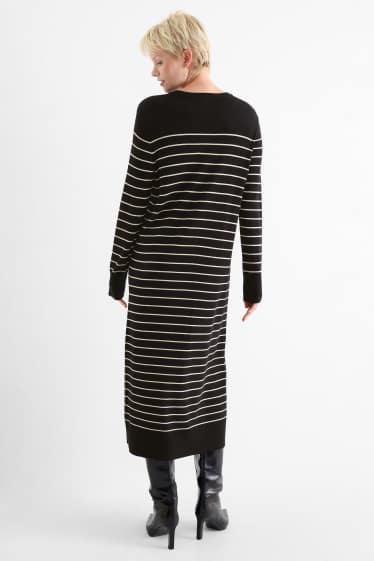 Femmes - Robe de maille - à rayures - noir