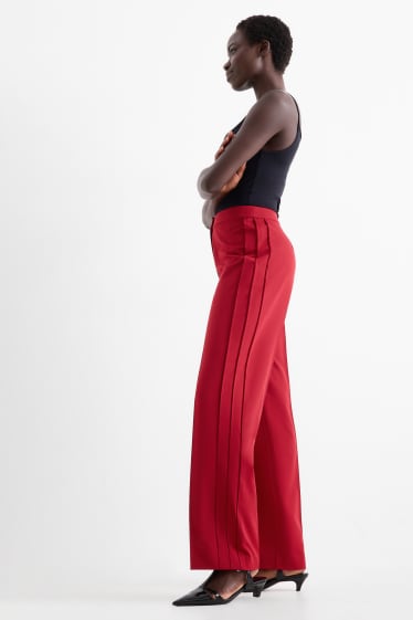 Dámské - Business kalhoty - mid waist - regular fit - tmavočervená