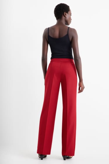 Dámské - Business kalhoty - mid waist - regular fit - tmavočervená