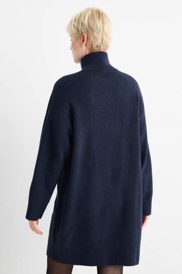 Dames - Gebreide jurk - donkerblauw
