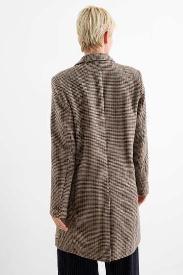 Dames - Mantel - geruit - bruin