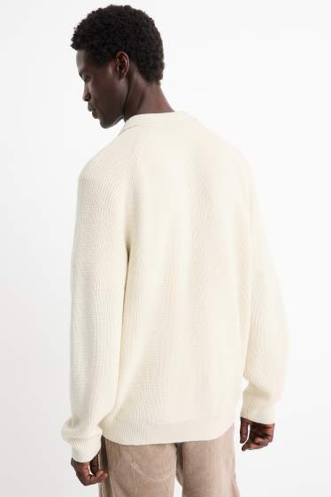 Bărbați - Cardigan tricotat - reiat - alb-crem