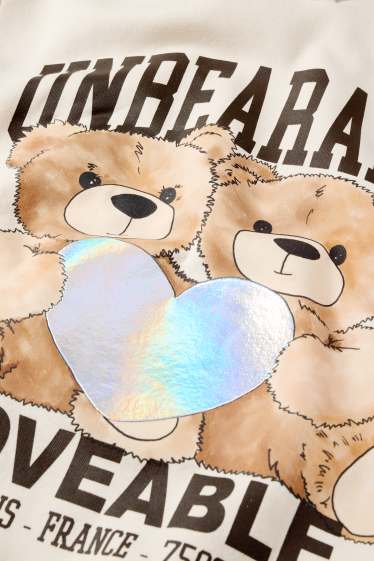 Kinder Mädchen - Teddybär - Hoodie - hellbeige