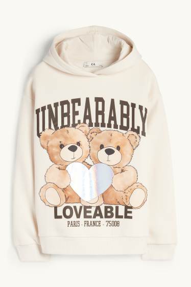 Kinder Mädchen - Teddybär - Hoodie - hellbeige