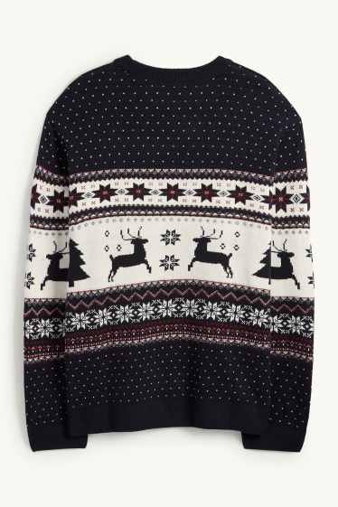 Men - Christmas jumper - reindeer - dark blue