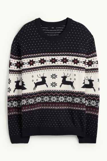 Men - Christmas jumper - reindeer - dark blue