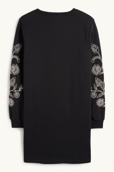 Women - Sweatshirt dress - straight fit - black