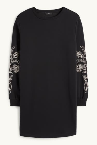 Women - Sweatshirt dress - straight fit - black