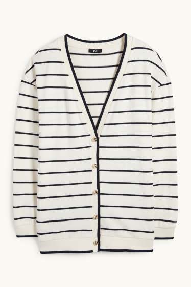 Dames - Vest - gestreept - crème wit