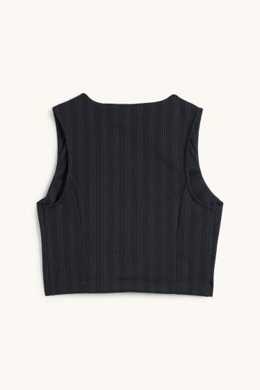 Dames - Gilet - getailleerd - krijtstrepen - donkerblauw