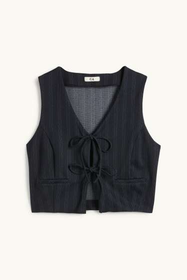 Dames - Gilet - getailleerd - krijtstrepen - donkerblauw