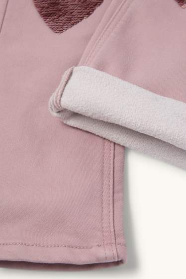 Bambine - Cuore - jeans svasati - jeans termici - rosa