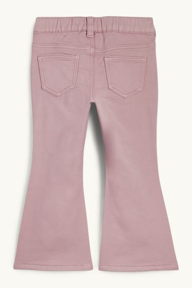 Bambine - Cuore - jeans svasati - jeans termici - rosa