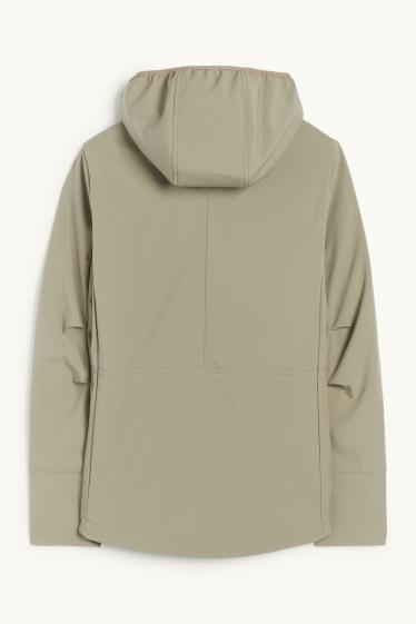 Donna - Giacca soft shell con cappuccio - idrorepellente - 4 Way Stretch - verde chiaro